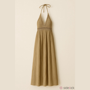 Mirror Image Sage Green halter maxi dress L
